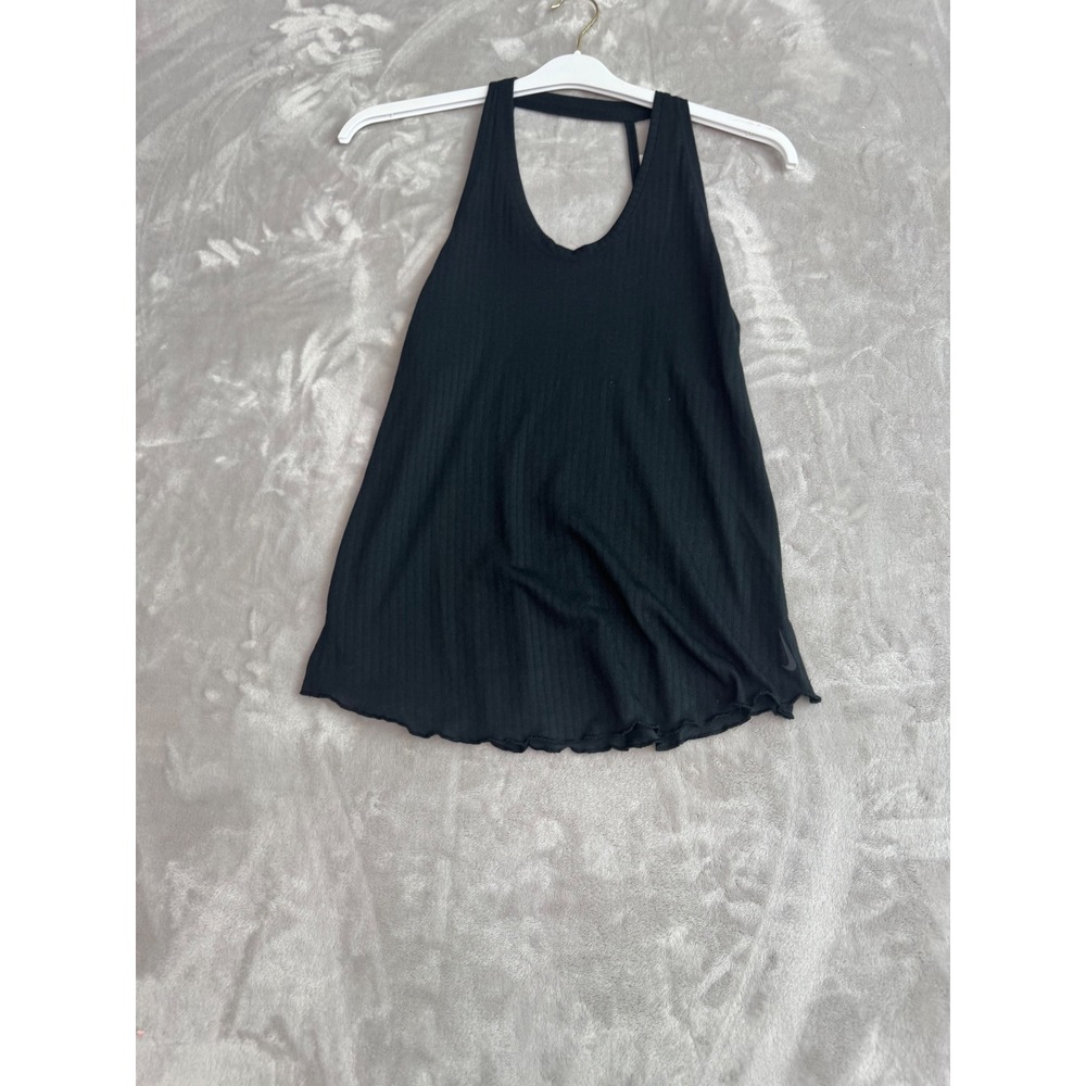 Nike Yoga Dri-FIT Black Ribbed Halter Tank Top DJ0795-010 Womens XS